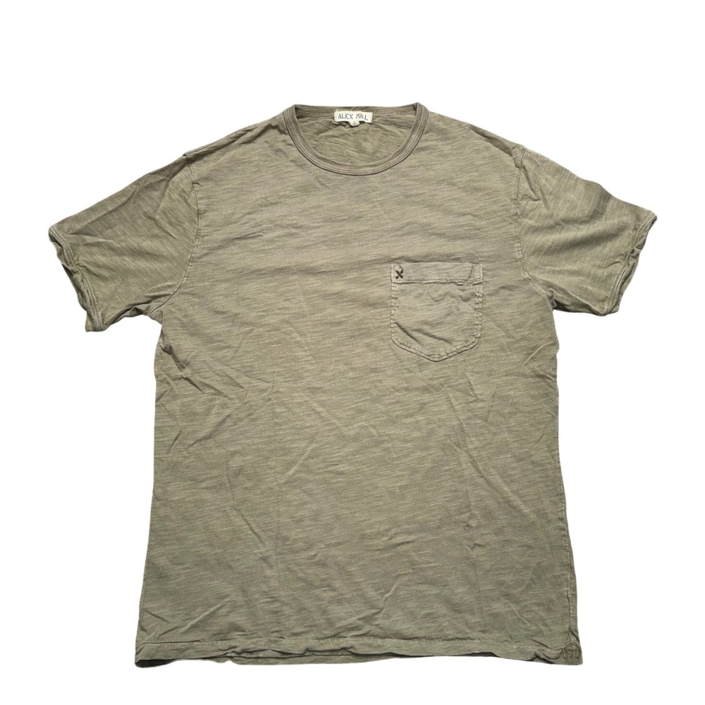 Alex Mill Pocket Tee Mens Small Olive Green Excellent Slub Cotton Short Sleeve
